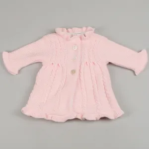 Baby Girls Fleece Lined Knitted Coat - Pink