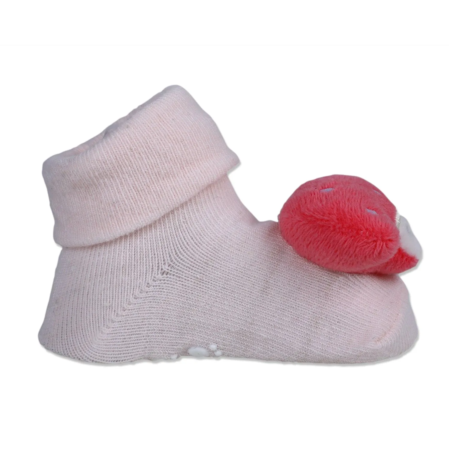 Baby Moo Mushroom Cotton Anti-Skid 3D Socks - Pink