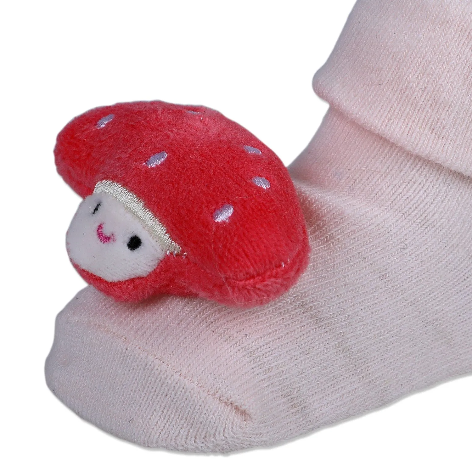 Baby Moo Mushroom Cotton Anti-Skid 3D Socks - Pink