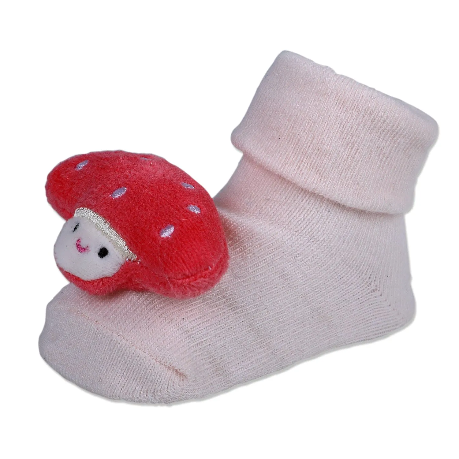 Baby Moo Mushroom Cotton Anti-Skid 3D Socks - Pink