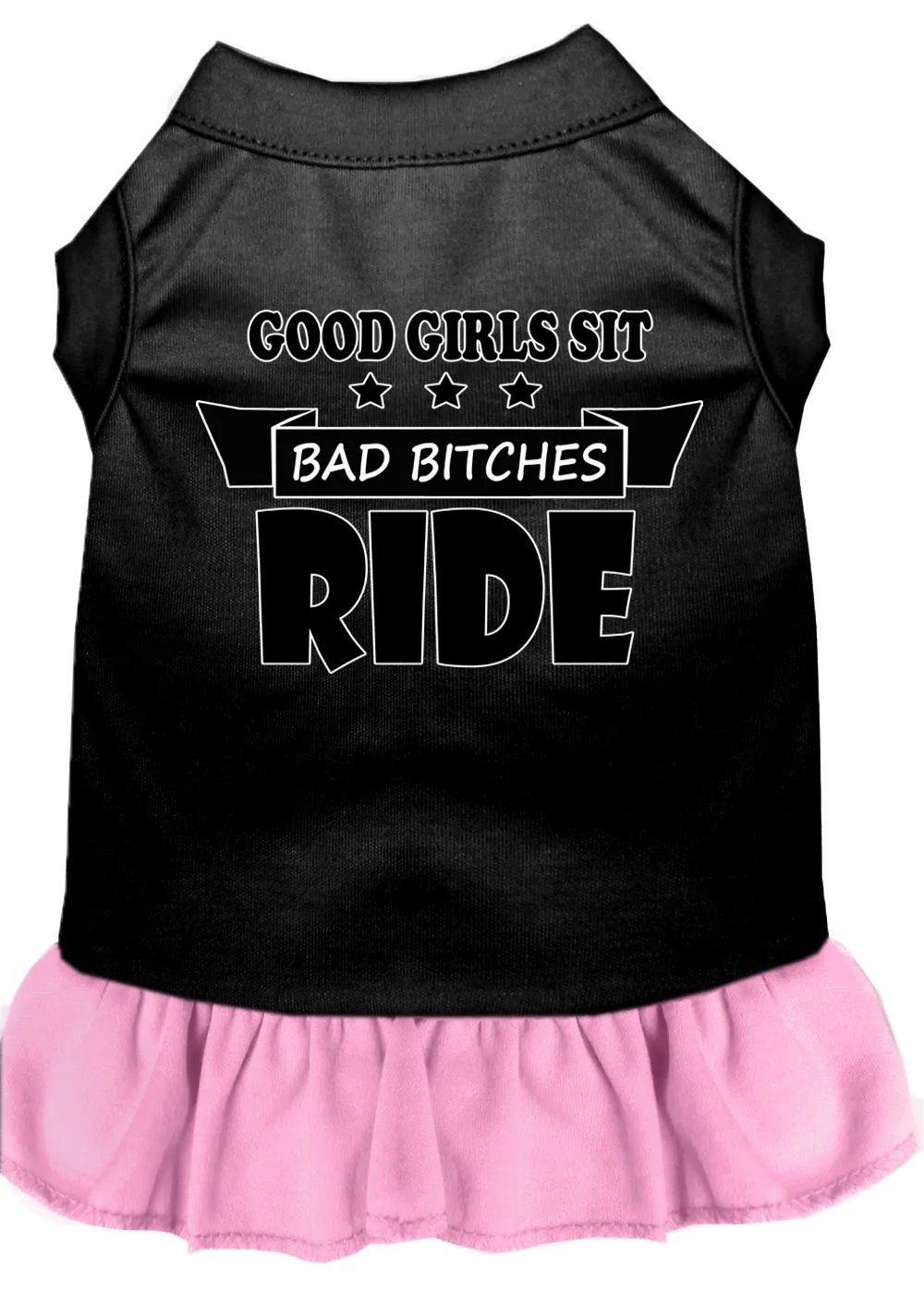 Bitches Ride Screen Print Dog Dress Black With Light Pink Sm (10)