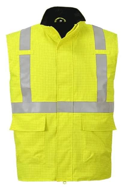 Bizflame Anti Static Hi Viz Flame retardant Bodywarmer Gilet FRAS- S776