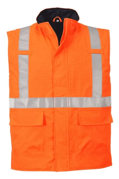 Bizflame Anti Static Hi Viz Flame retardant Bodywarmer Gilet FRAS- S776