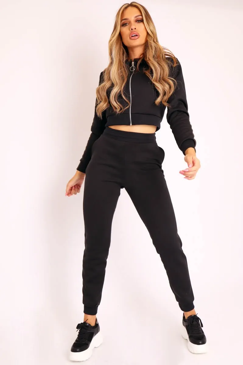 Black Hoodie and Joggers Loungewear Co-ord Set - Bluebell