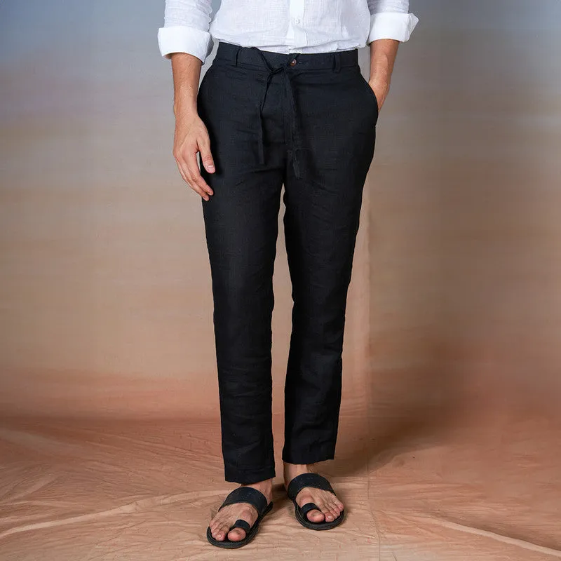 Black Linen Trouser Pants for Men