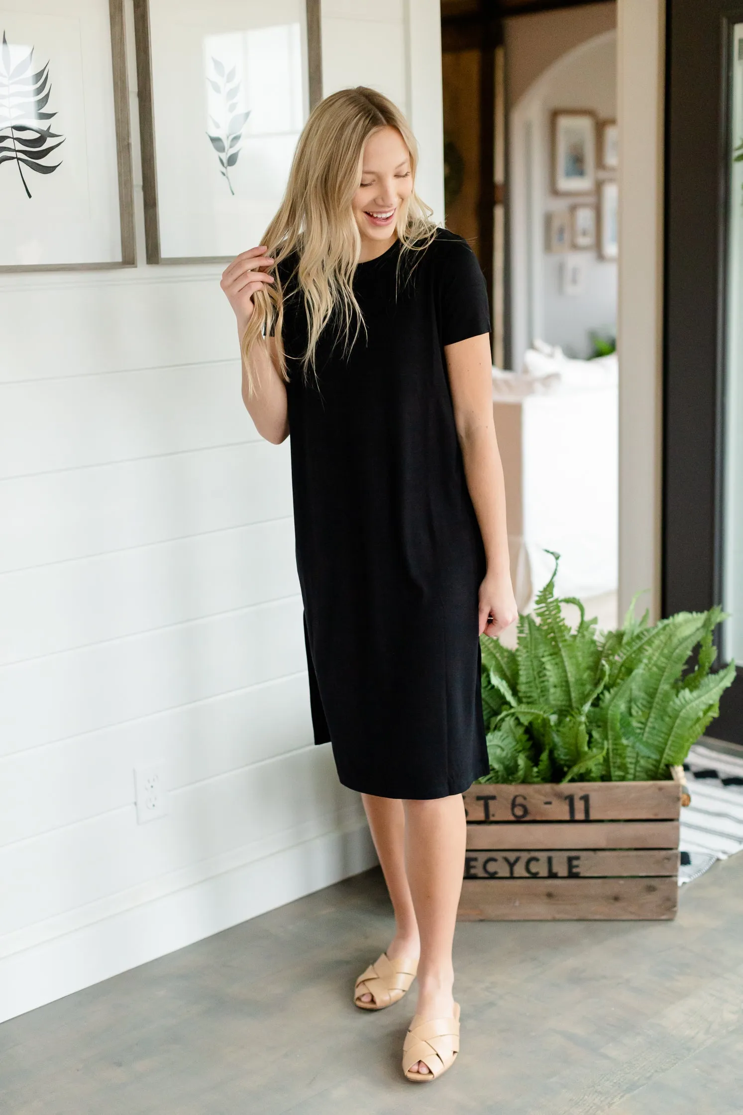 Black Short Sleeve T-Shirt Dress - FINAL SALE