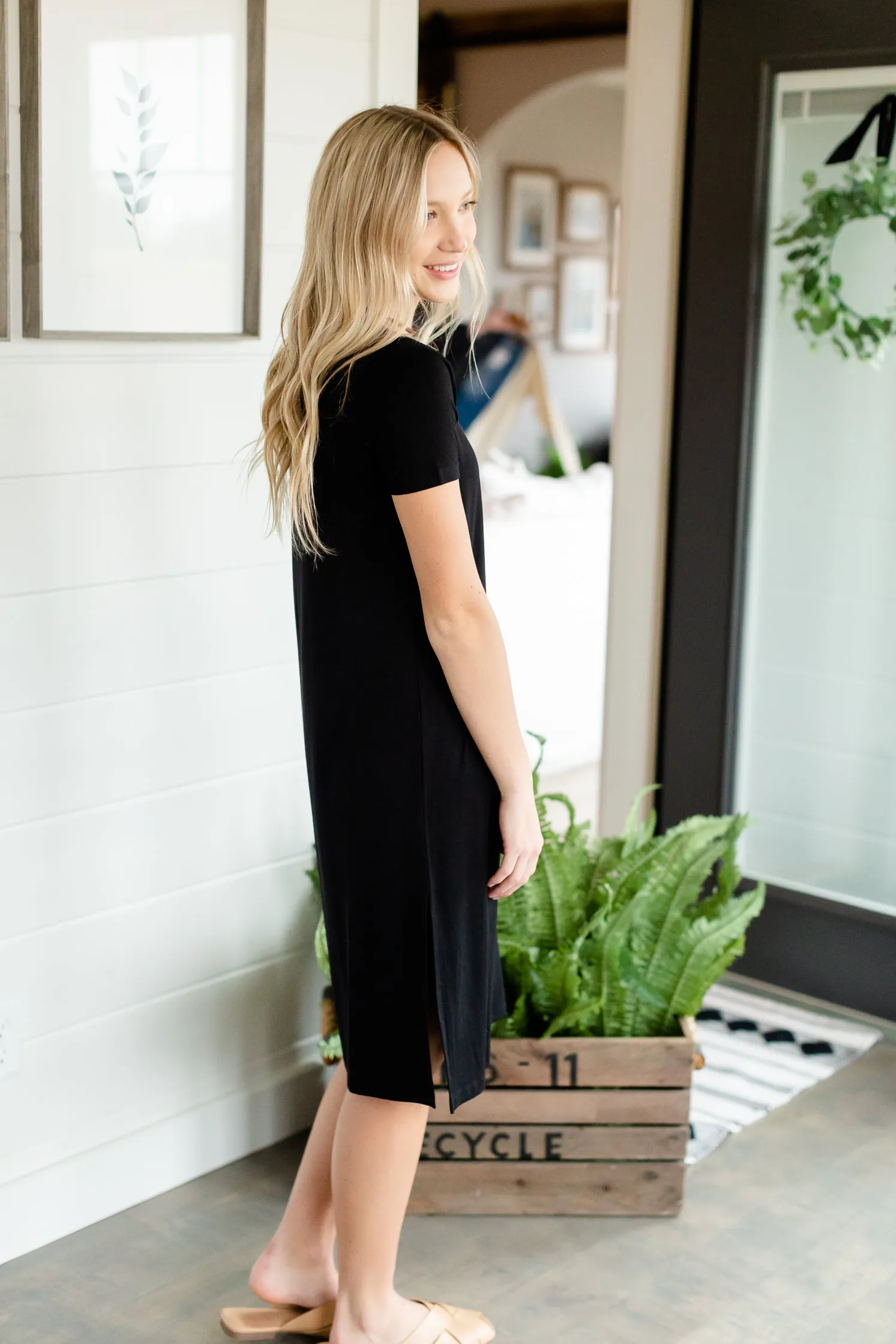 Black Short Sleeve T-Shirt Dress - FINAL SALE