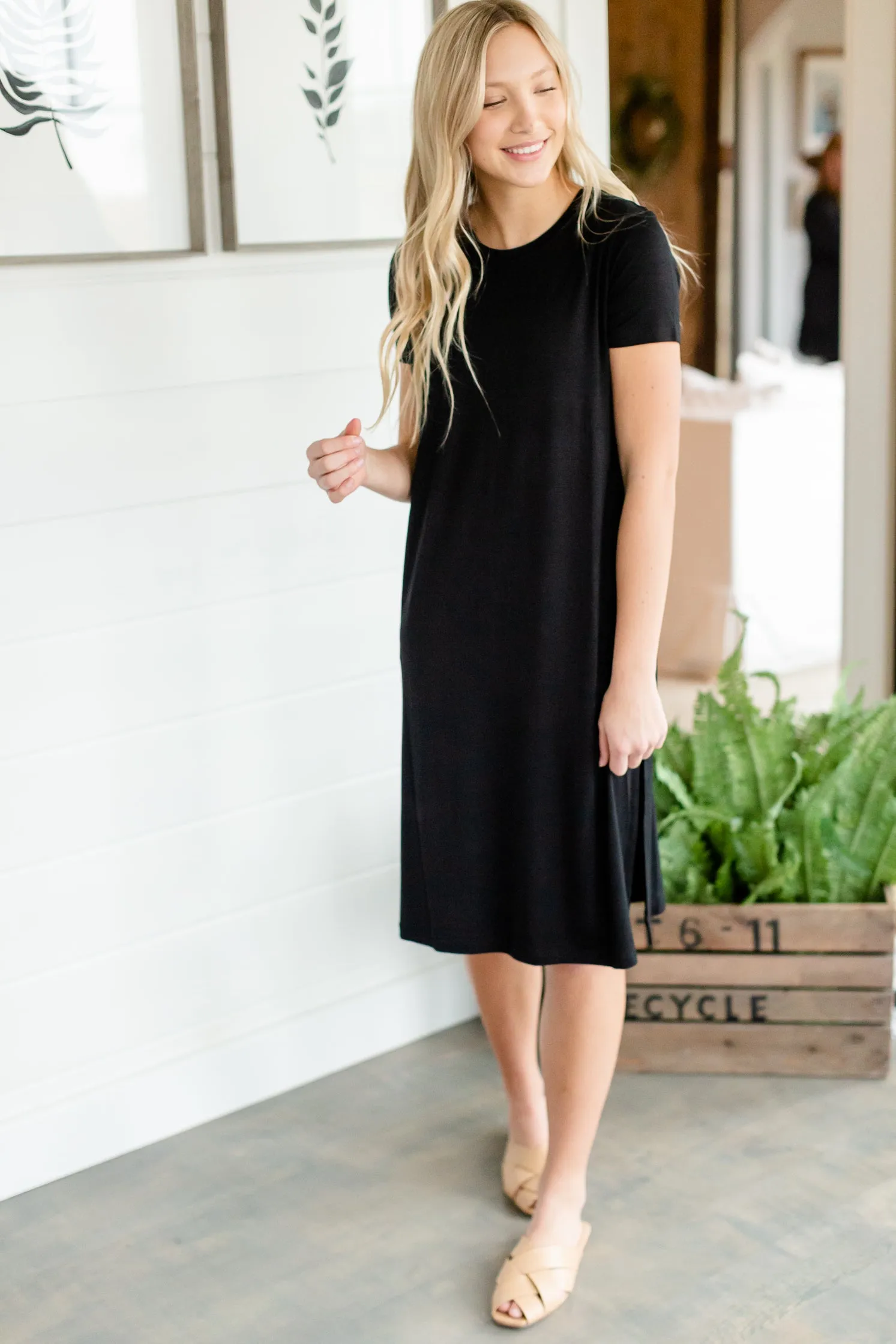 Black Short Sleeve T-Shirt Dress - FINAL SALE