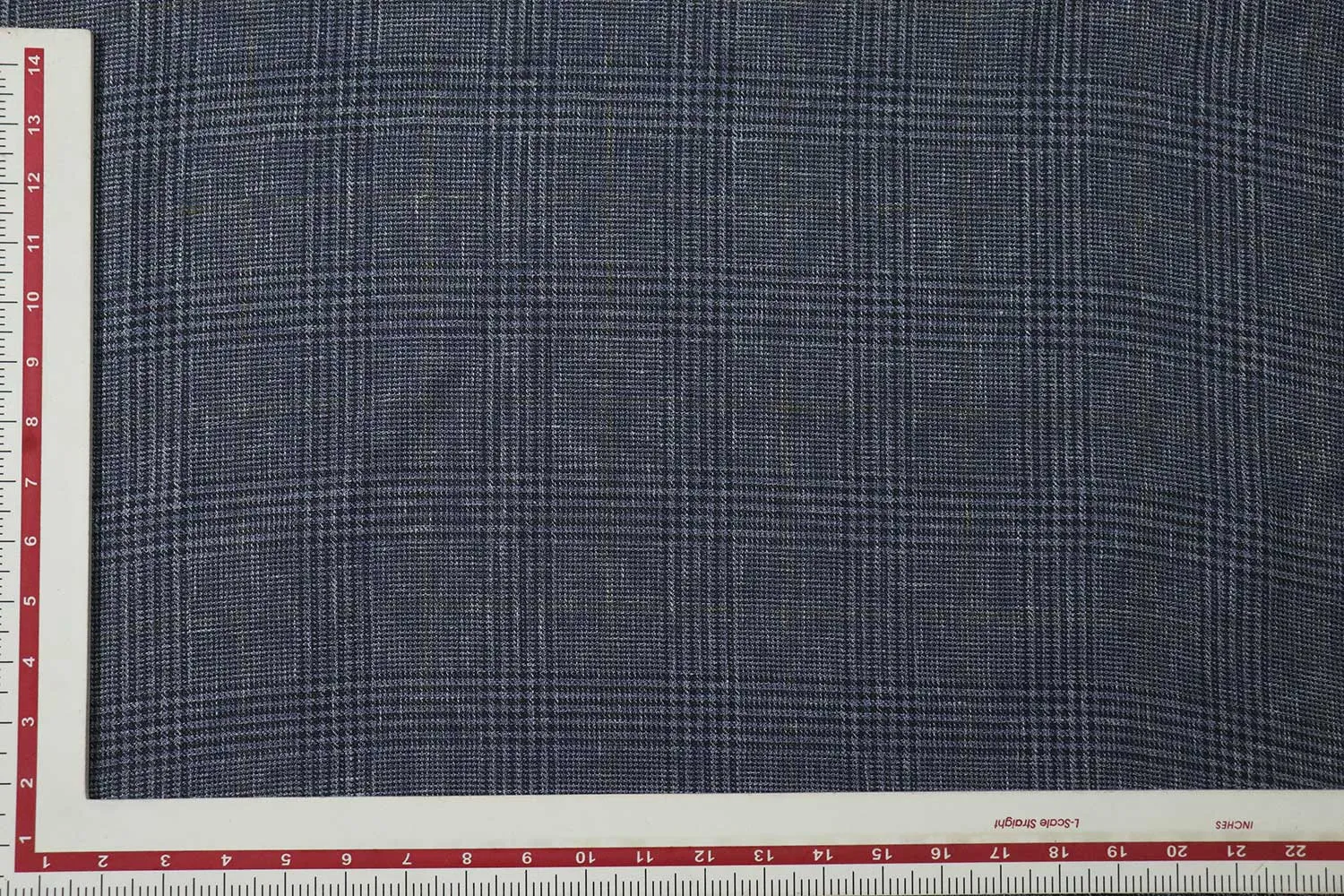 Blue & Black Checks Linen Wool Silk Fabric