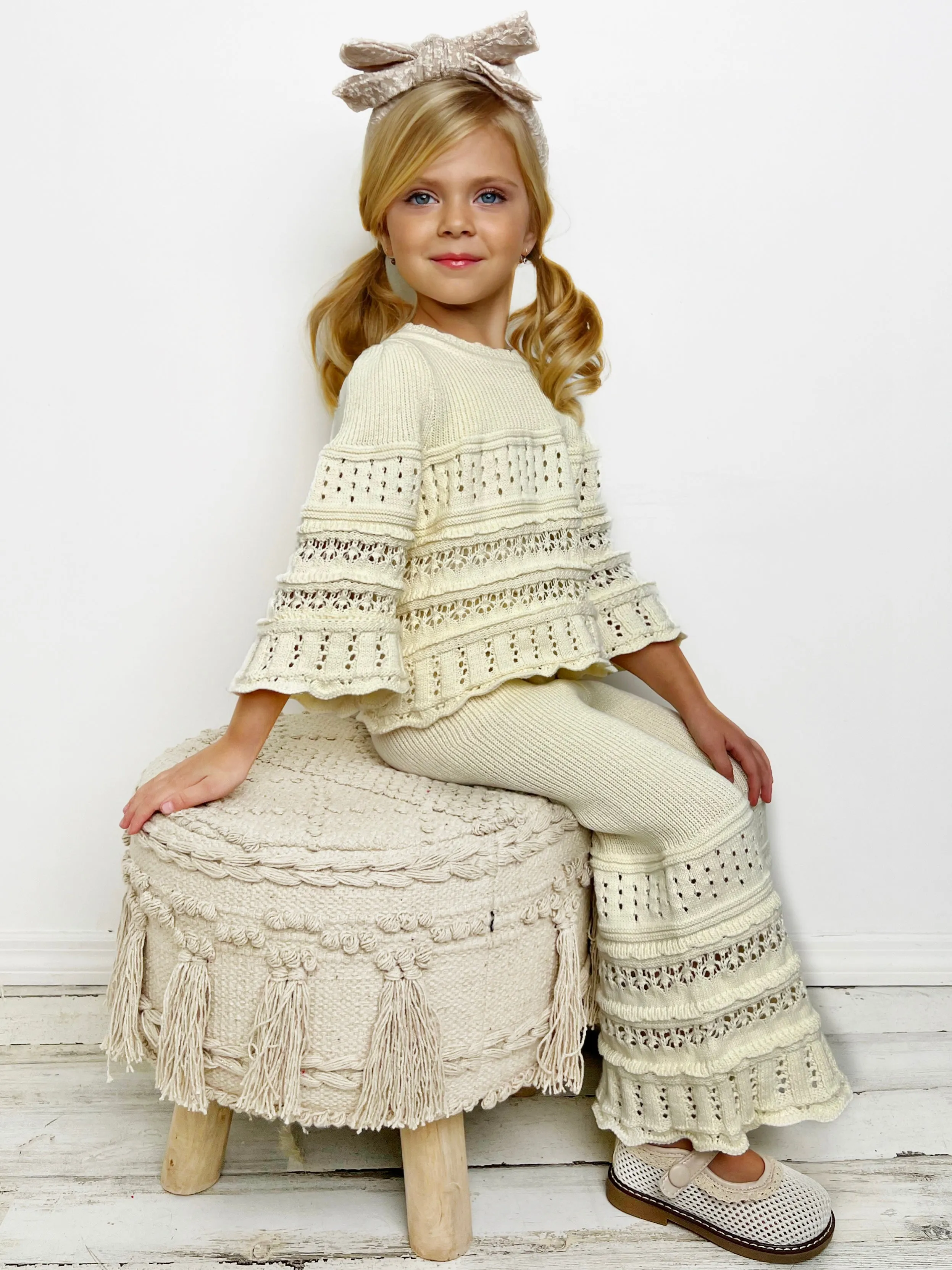 Boho Girl Chic Crochet Pants Set