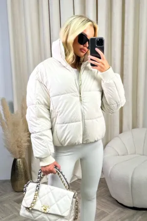 Chantelle cream short crop puffer coat