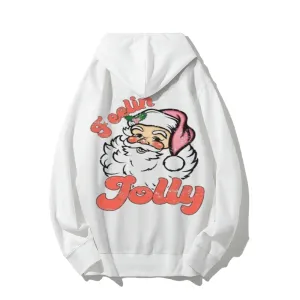 Christmas Santa Claus Graphic Pullover With Kangaroo Pocket Hoodies