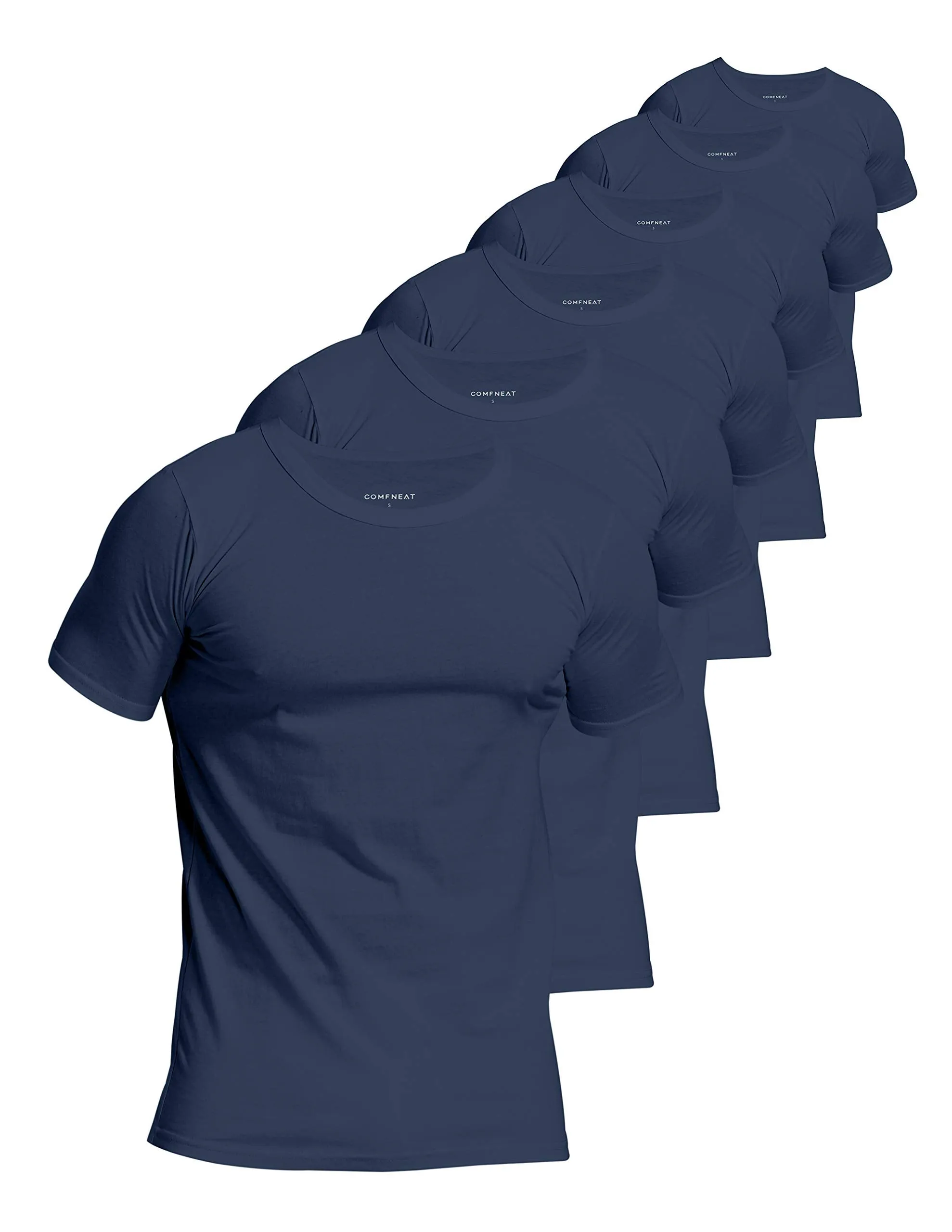 Comfneat Men's 6-Pack Pure Cotton Undershirts Comfortable Crew Neck T-Shirts