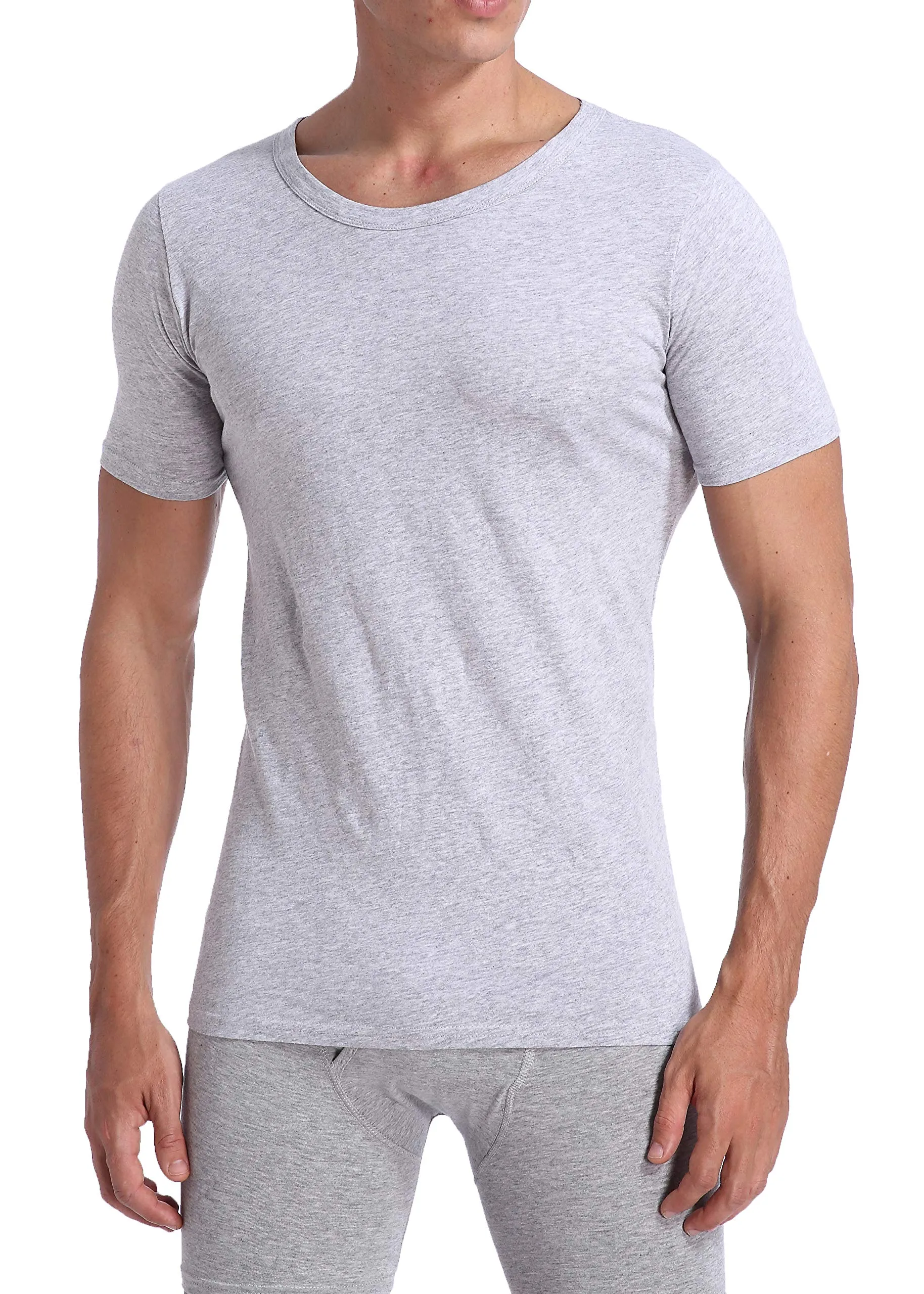 Comfneat Men's 6-Pack Pure Cotton Undershirts Comfortable Crew Neck T-Shirts