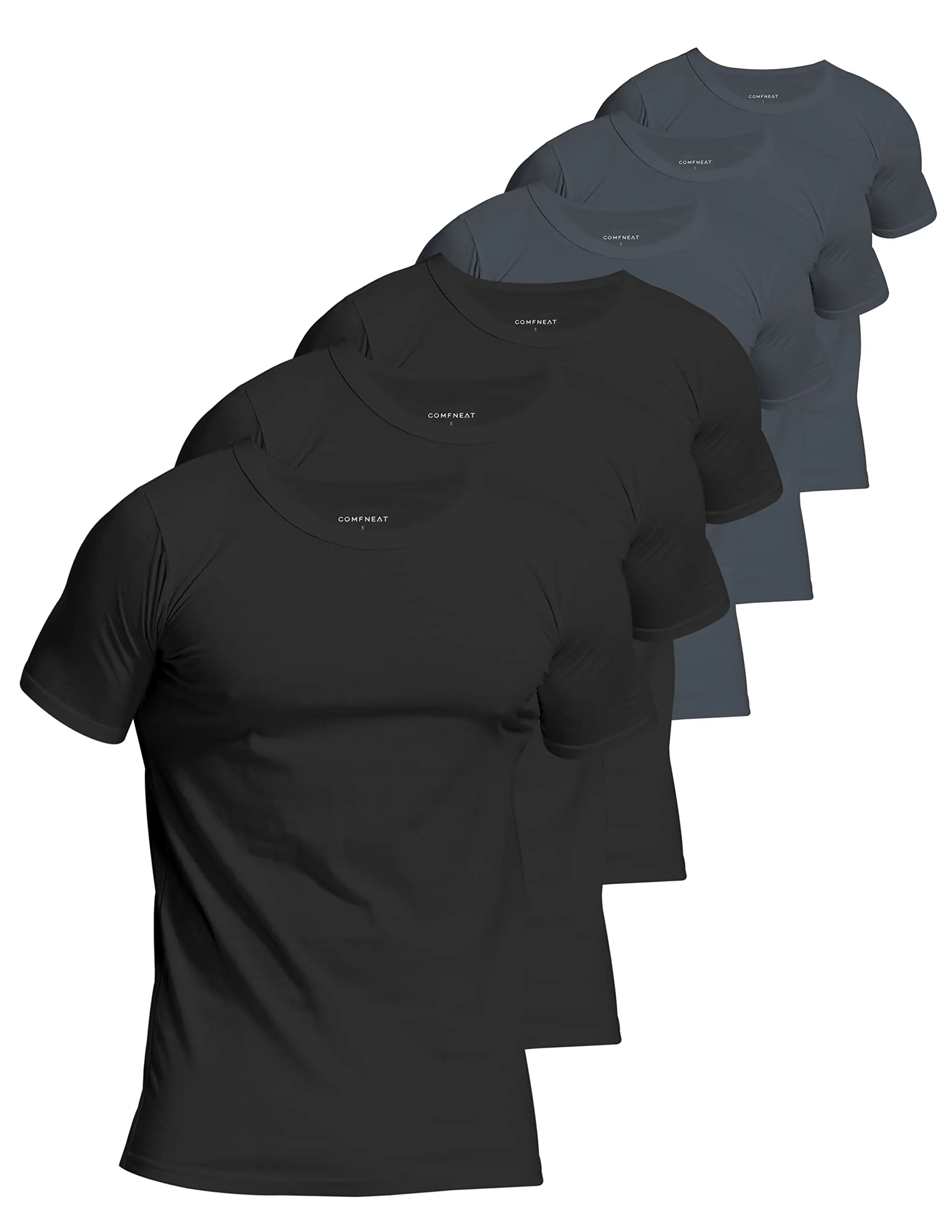 Comfneat Men's 6-Pack Pure Cotton Undershirts Comfortable Crew Neck T-Shirts