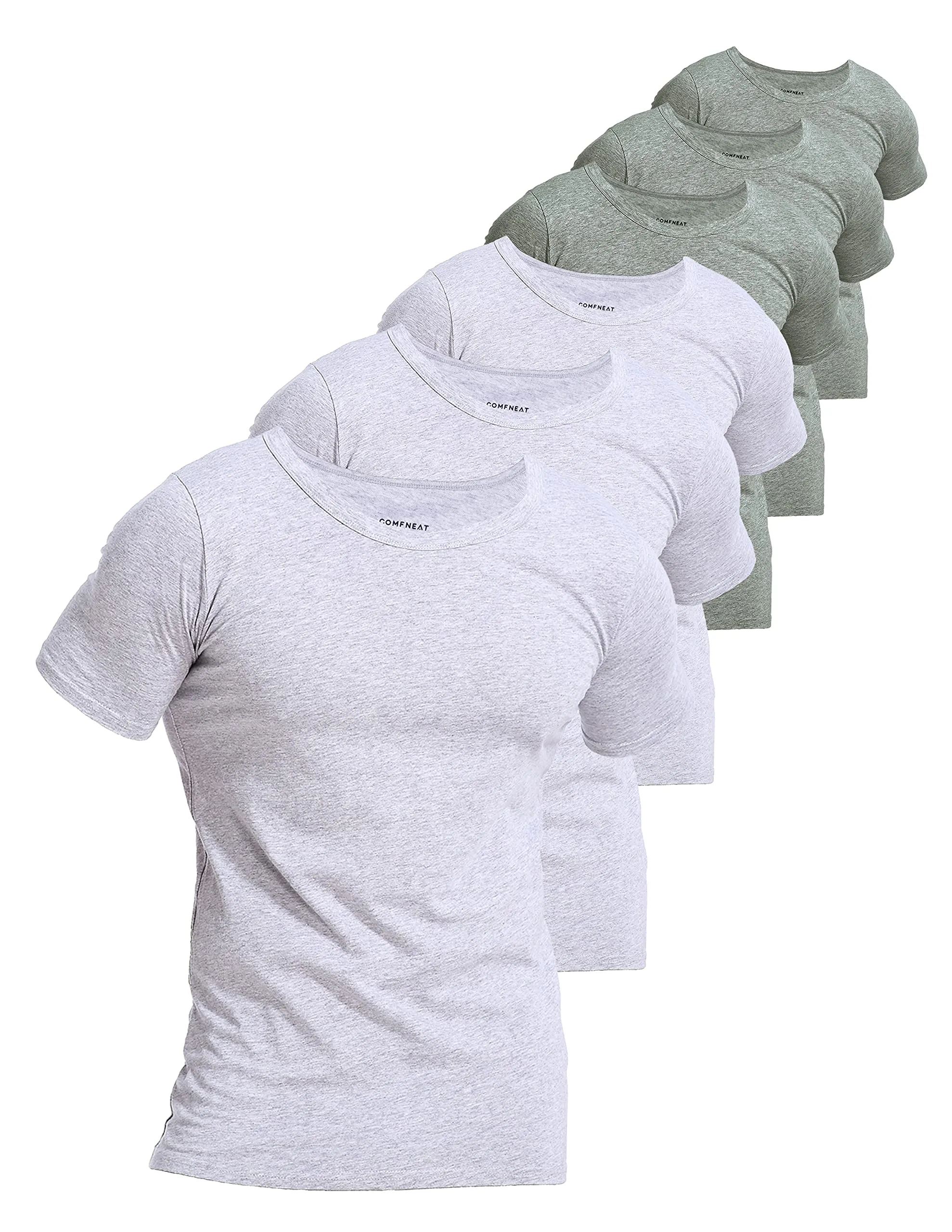 Comfneat Men's 6-Pack Pure Cotton Undershirts Comfortable Crew Neck T-Shirts