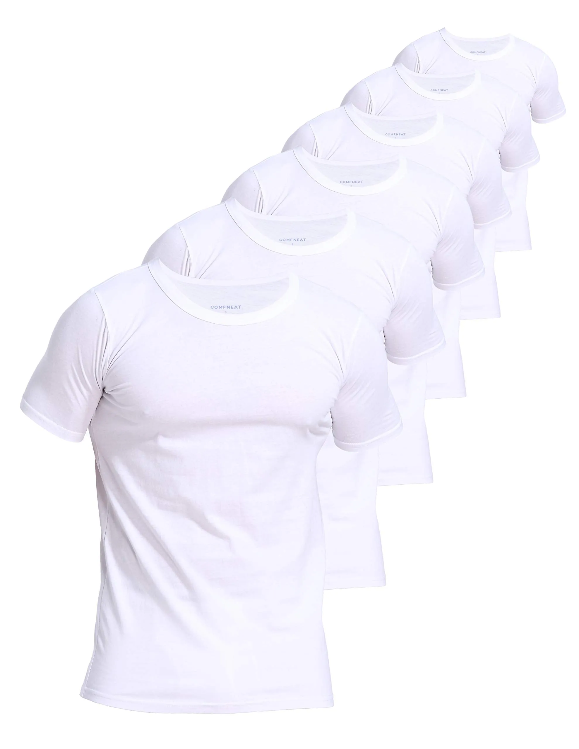 Comfneat Men's 6-Pack Pure Cotton Undershirts Comfortable Crew Neck T-Shirts