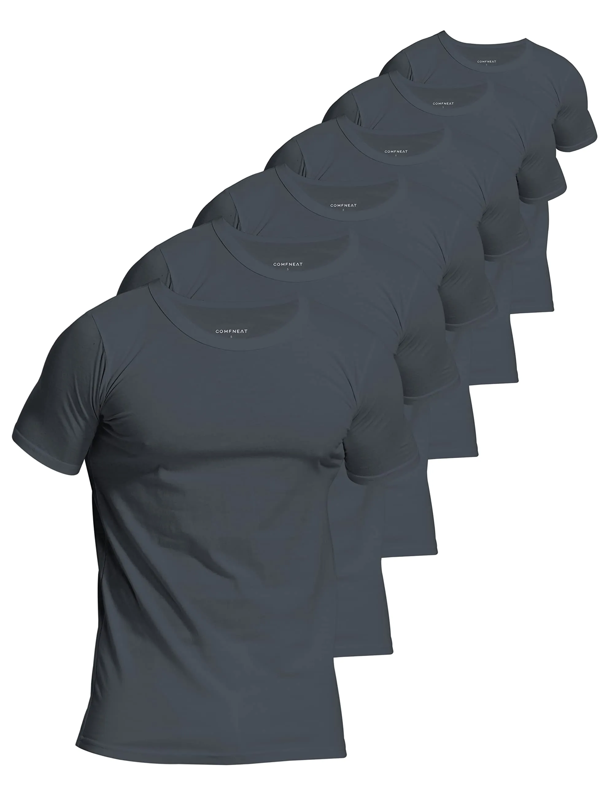 Comfneat Men's 6-Pack Pure Cotton Undershirts Comfortable Crew Neck T-Shirts