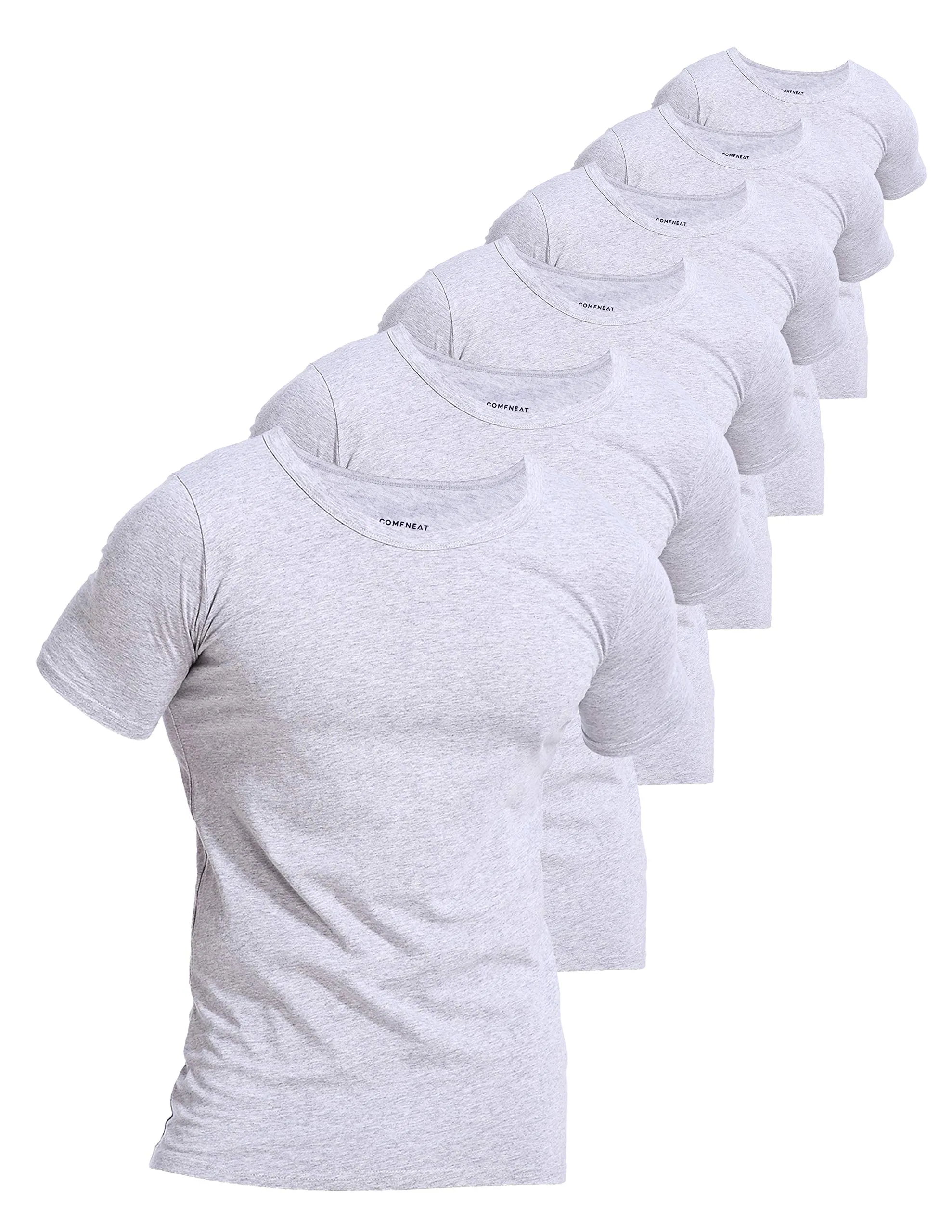 Comfneat Men's 6-Pack Pure Cotton Undershirts Comfortable Crew Neck T-Shirts