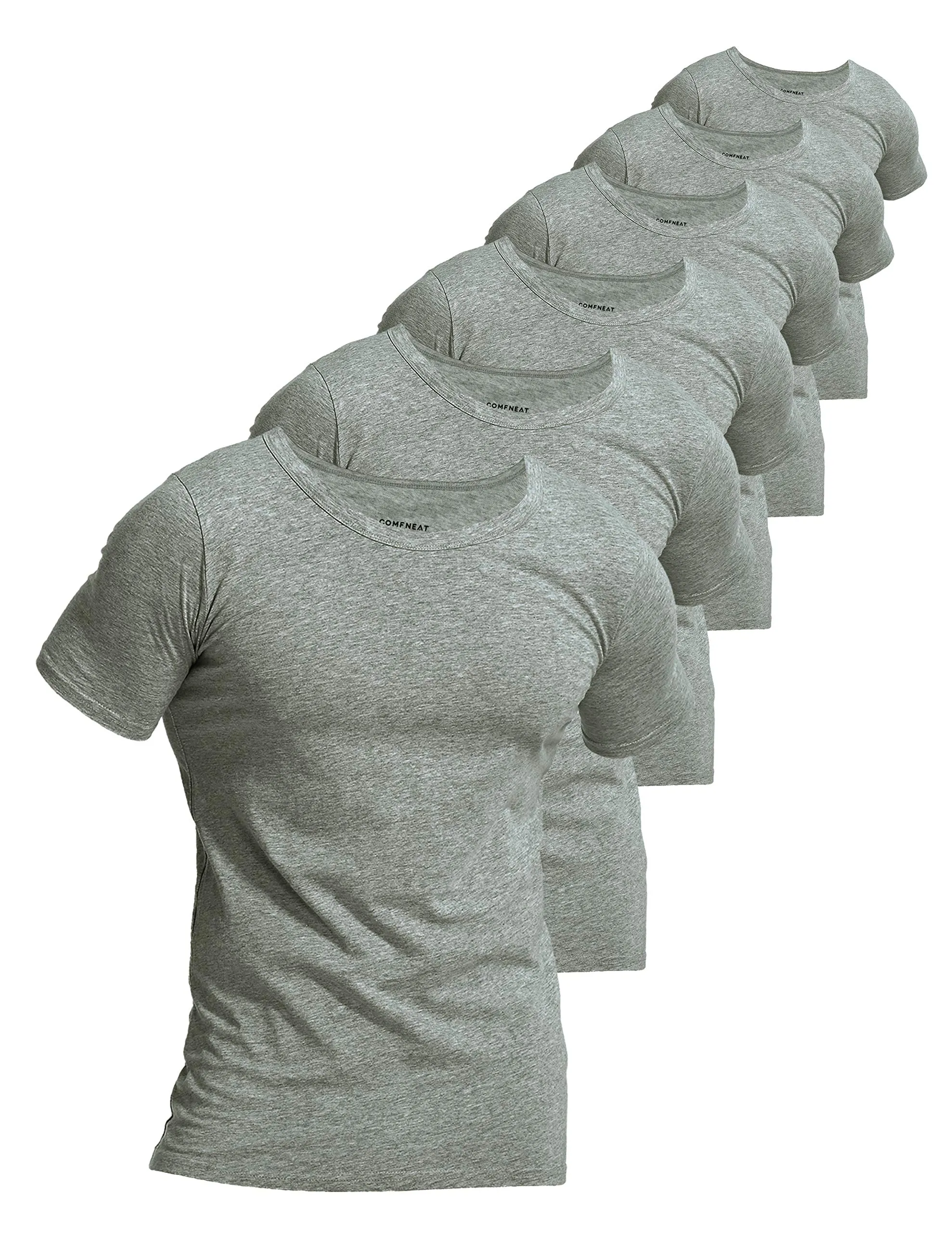 Comfneat Men's 6-Pack Pure Cotton Undershirts Comfortable Crew Neck T-Shirts