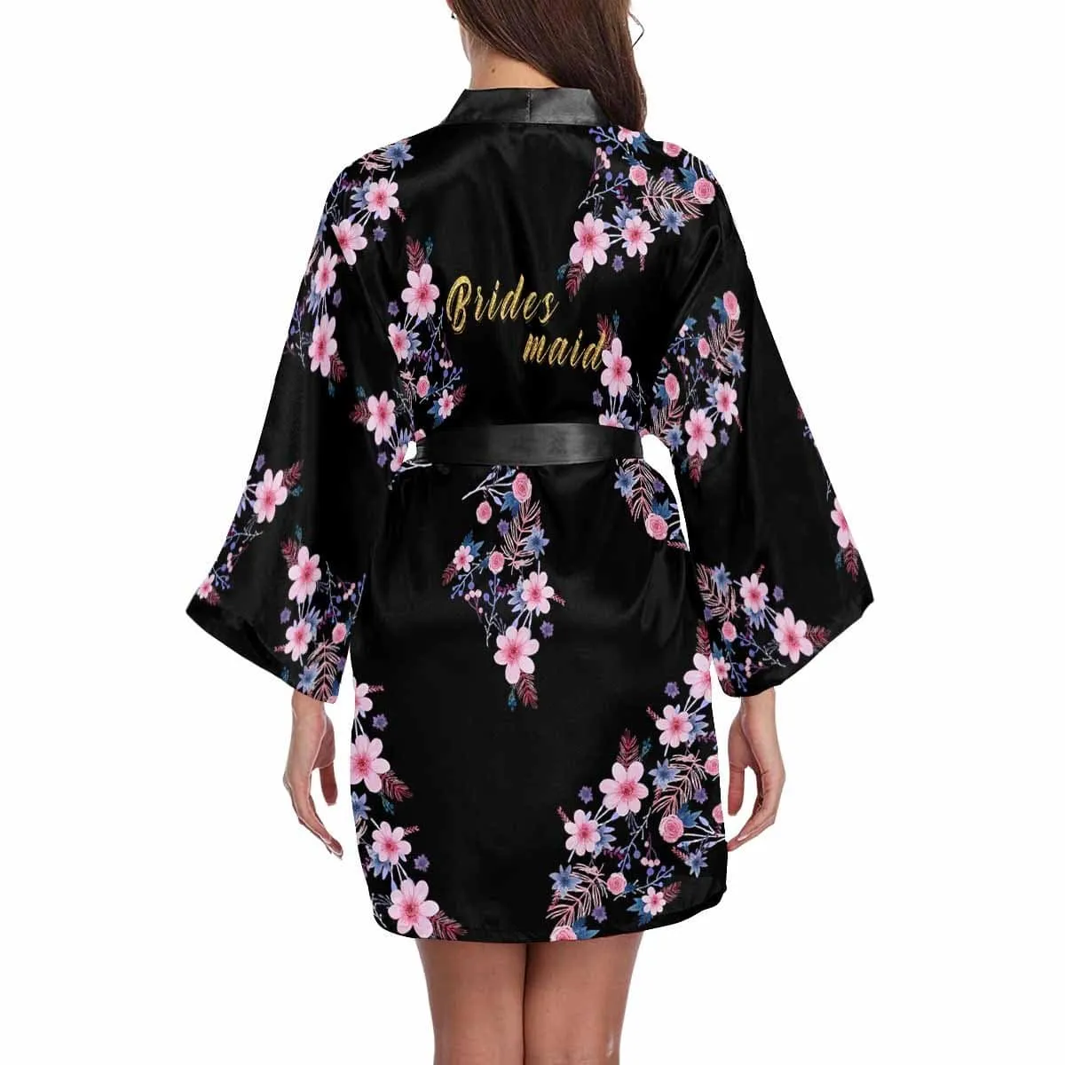 Custom Text Small Flowers Beauty Women's Summer Short Sleepwear Personalized Pajamas Kimono Robe