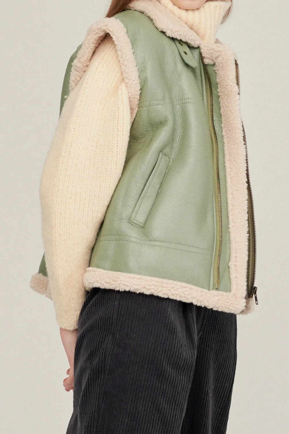 Daniela Pleather Shearling Vest