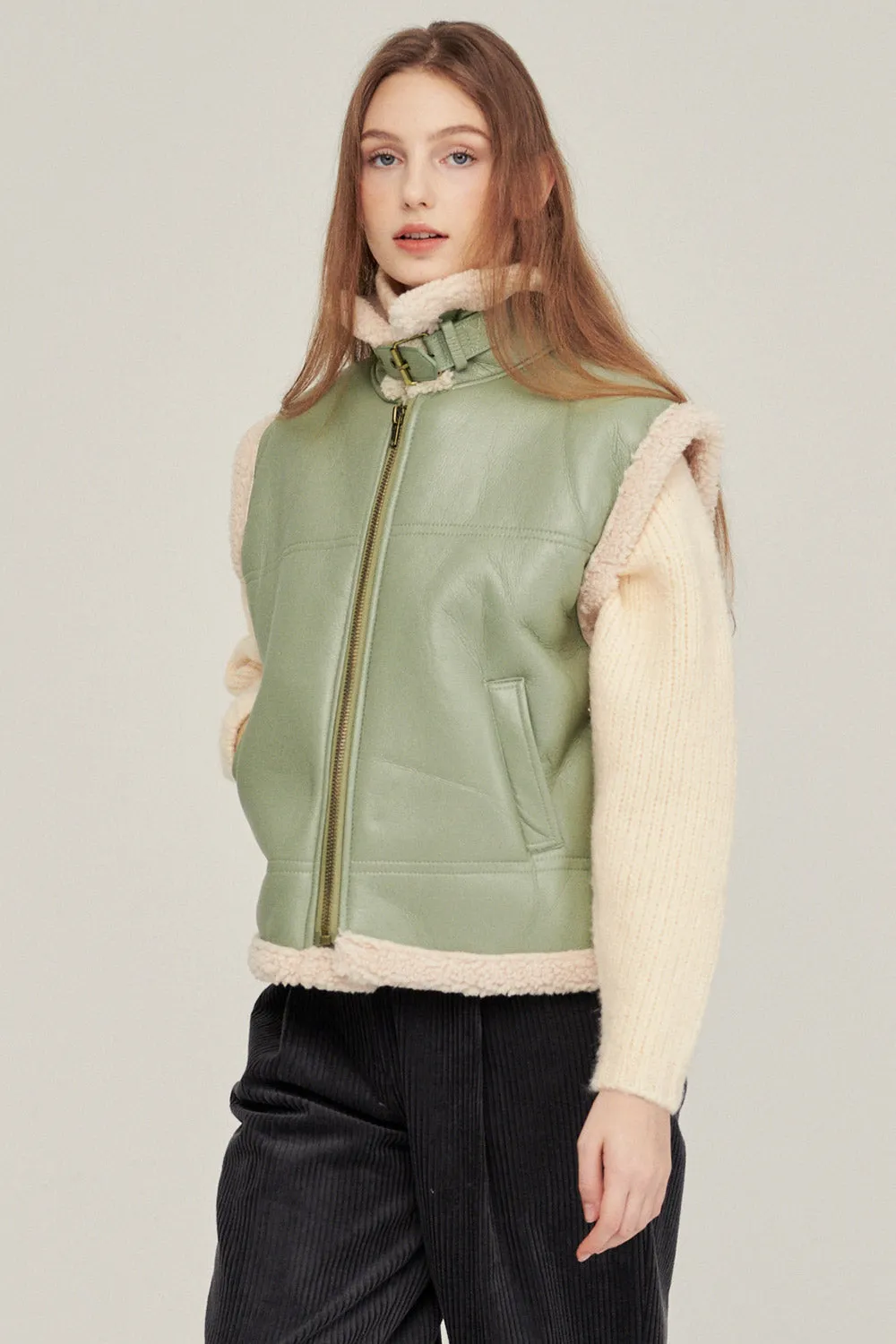 Daniela Pleather Shearling Vest