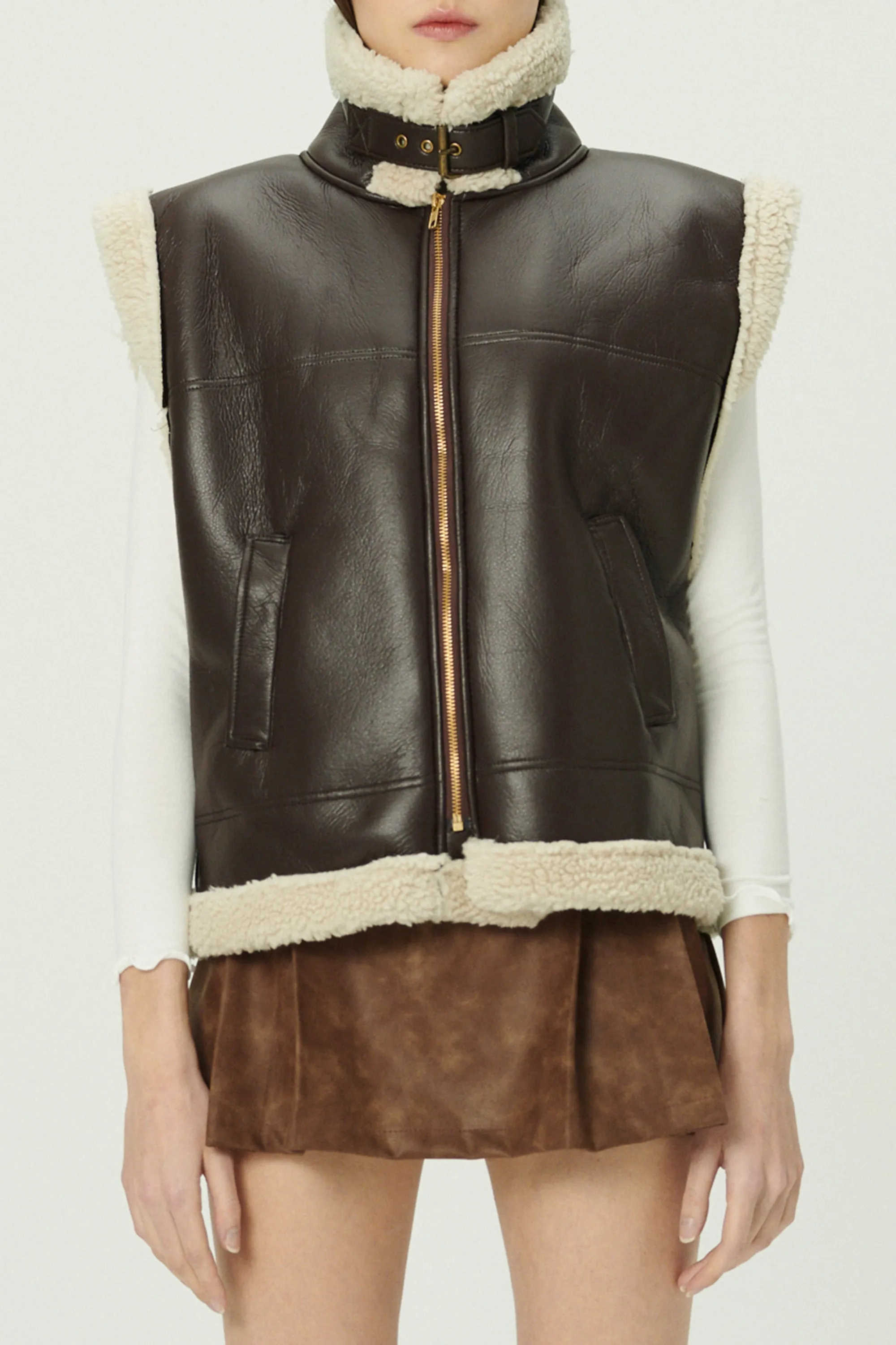 Daniela Pleather Shearling Vest