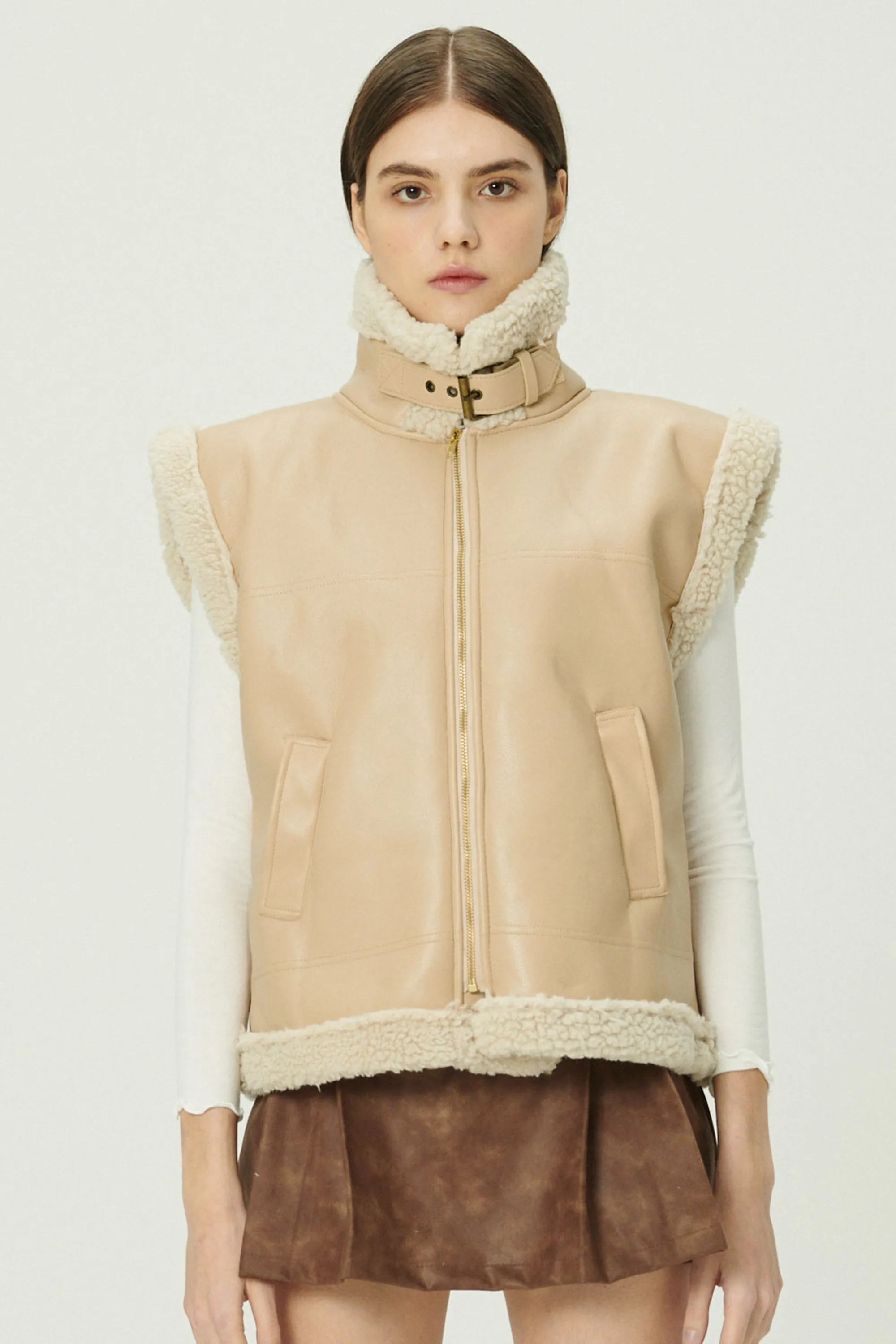 Daniela Pleather Shearling Vest