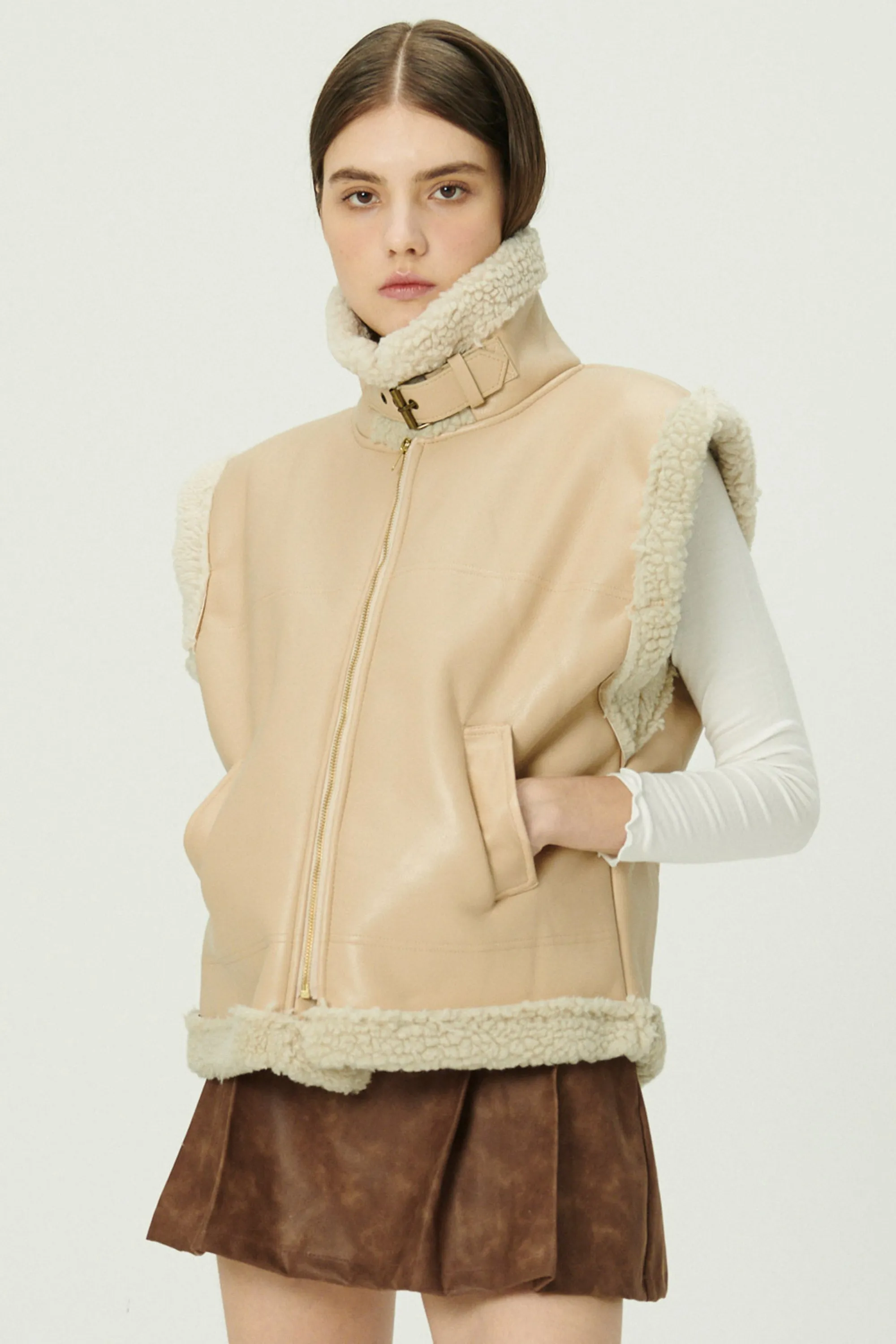 Daniela Pleather Shearling Vest