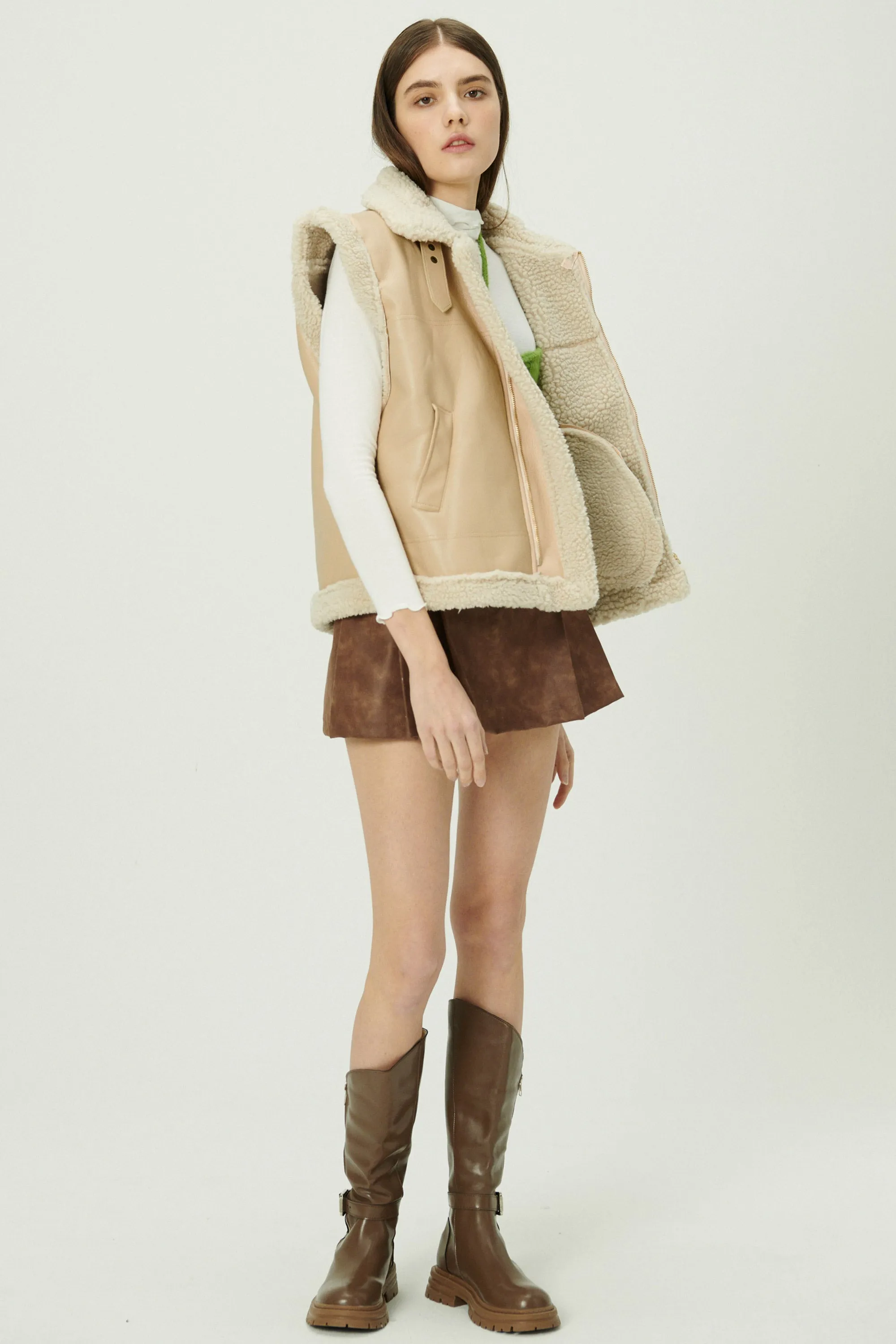 Daniela Pleather Shearling Vest