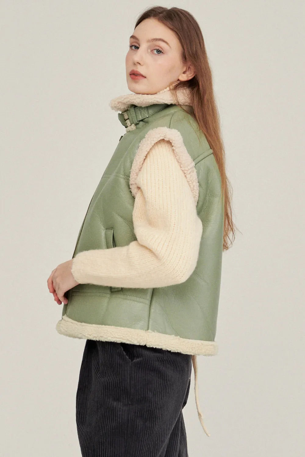 Daniela Pleather Shearling Vest