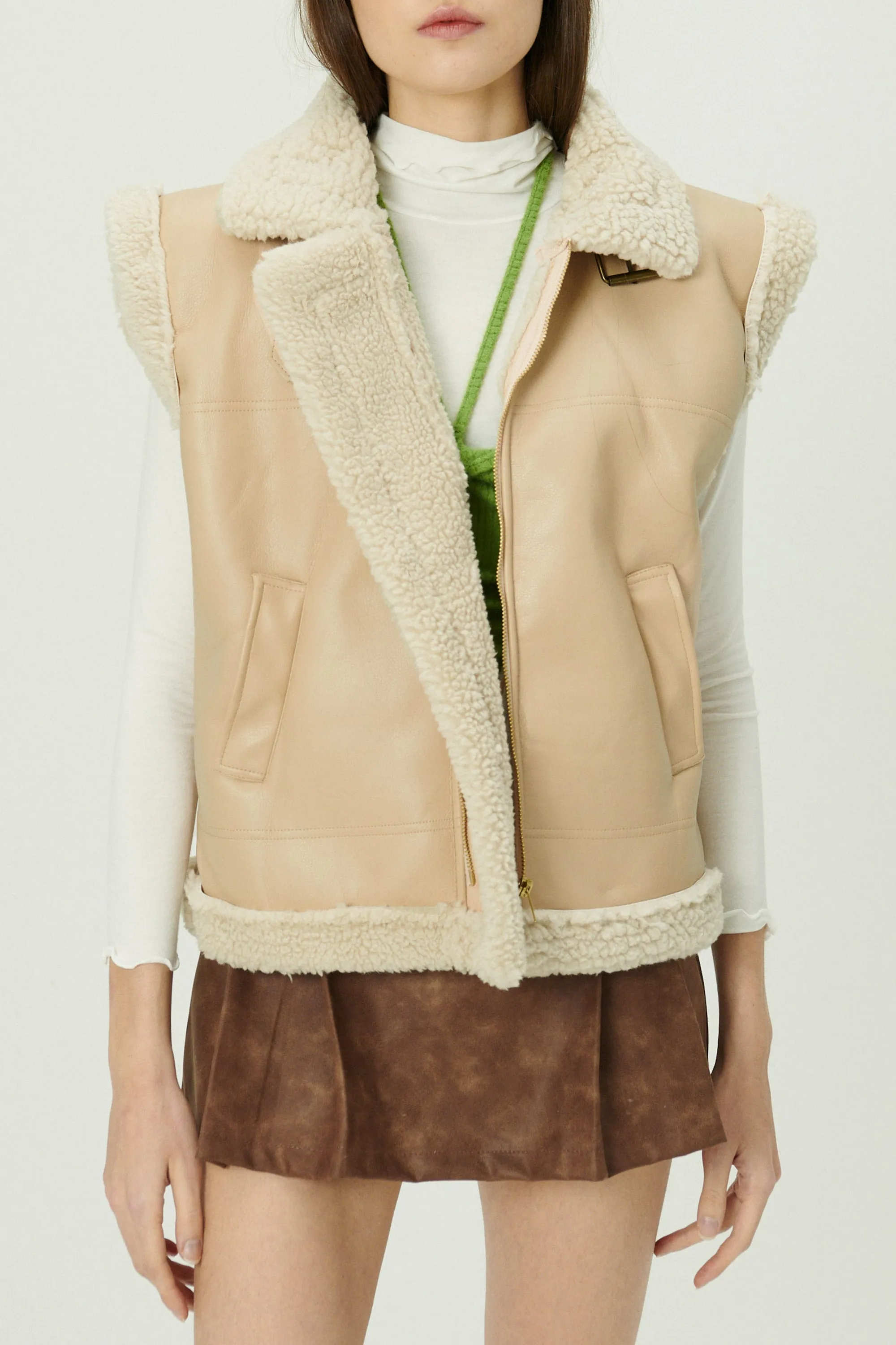 Daniela Pleather Shearling Vest