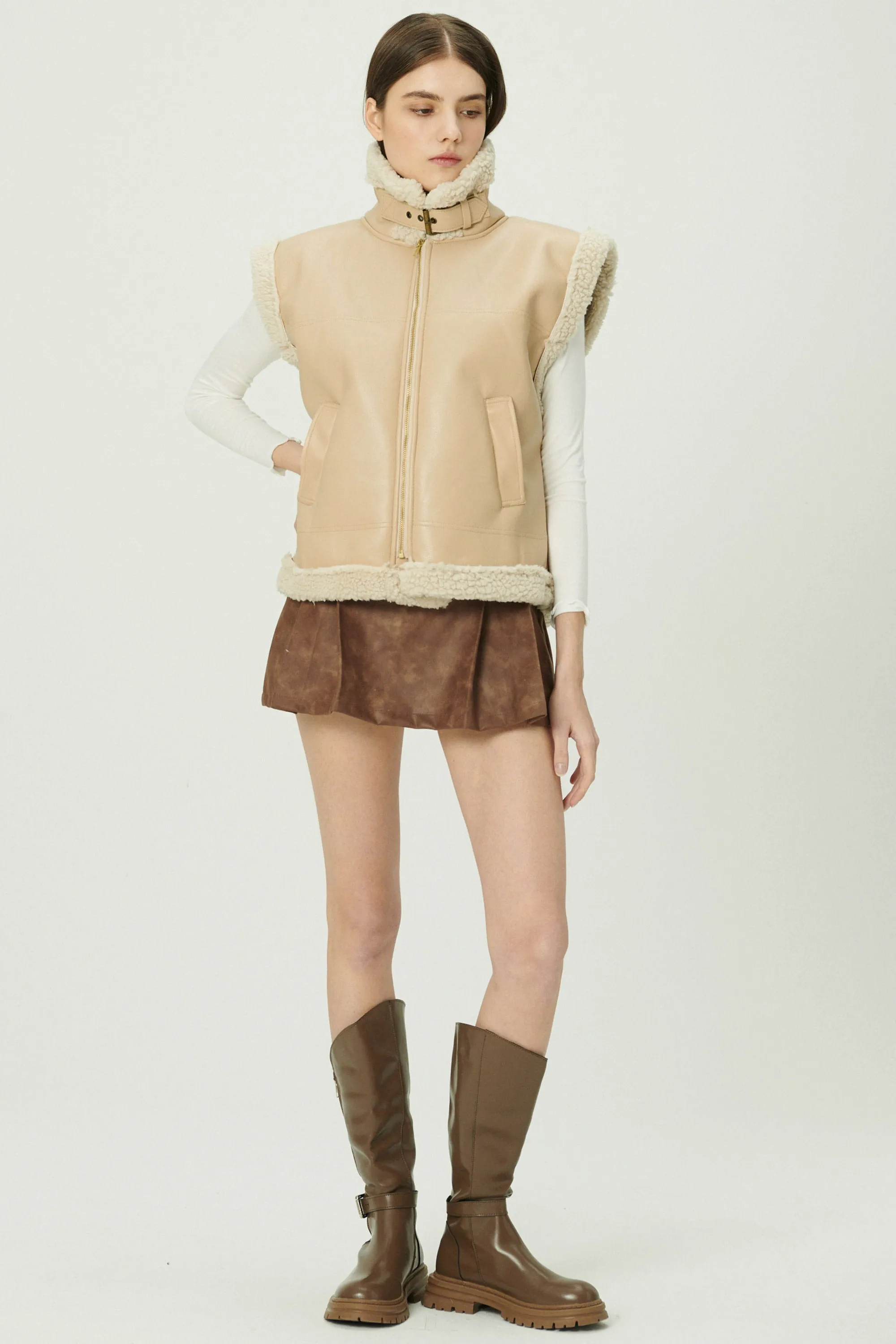 Daniela Pleather Shearling Vest