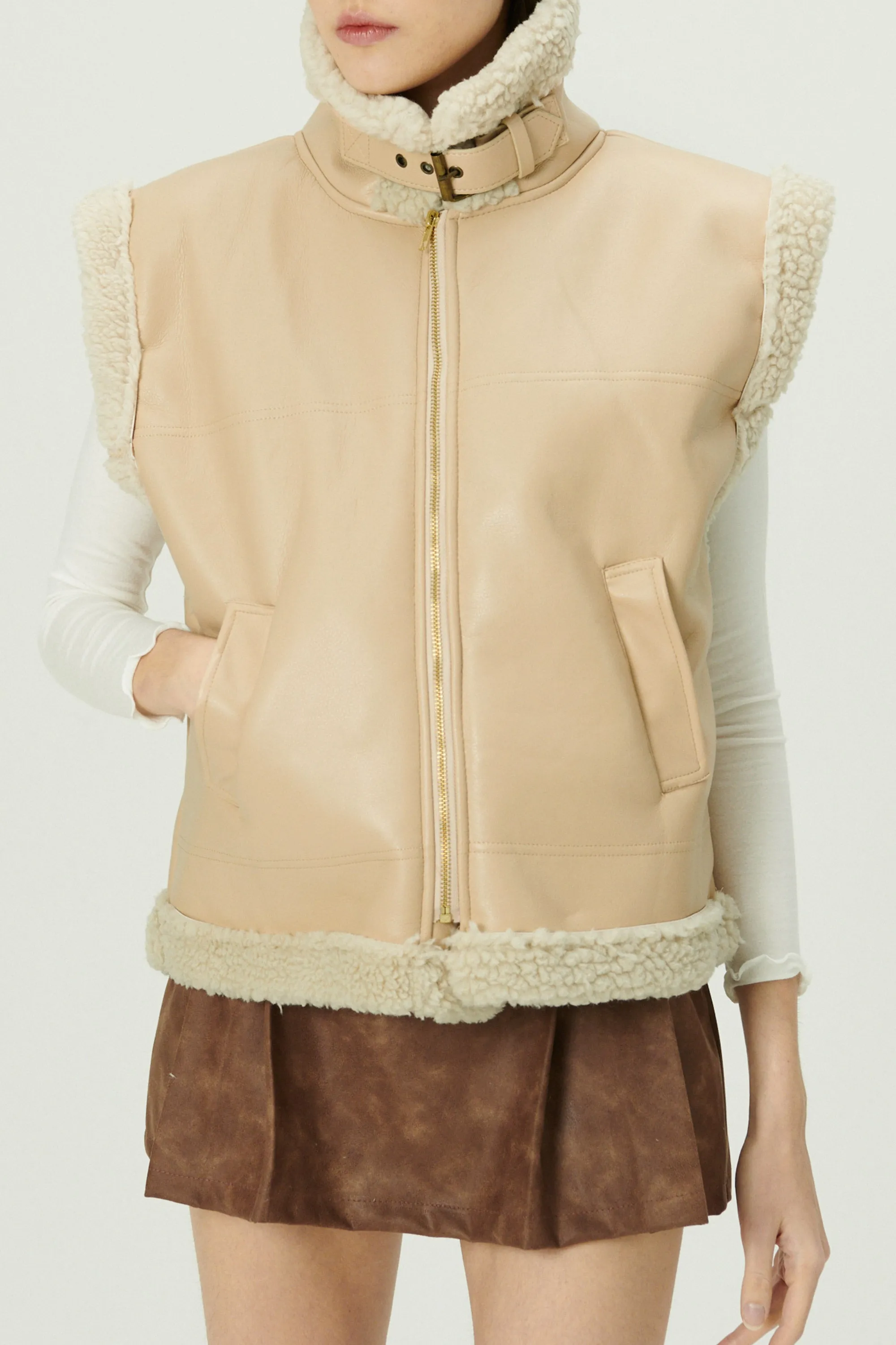 Daniela Pleather Shearling Vest