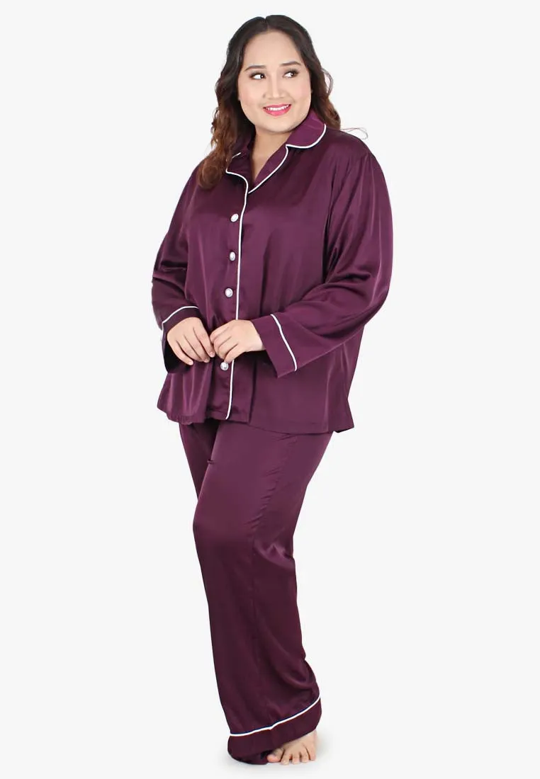 Dreamer Satin Lux Sleepwear Long Set - Purple