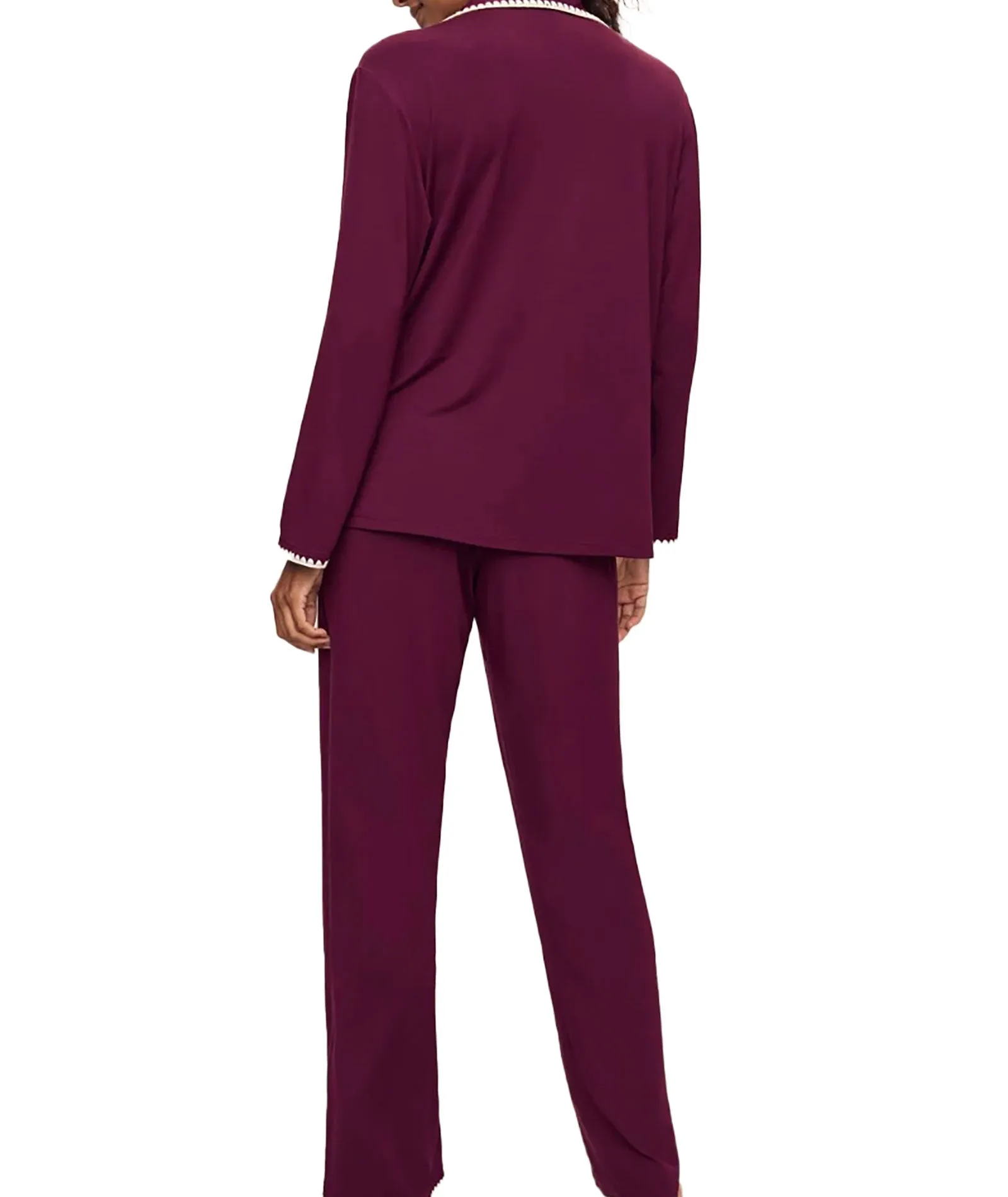 Eberjey Women Frida Long PJ Set Plum/Ivory