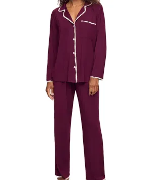 Eberjey Women Frida Long PJ Set Plum/Ivory