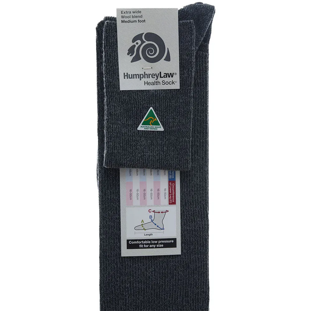 Extra Wide Wool Blend Socks in Steel Grey,  Small - XXL- Aussie Made