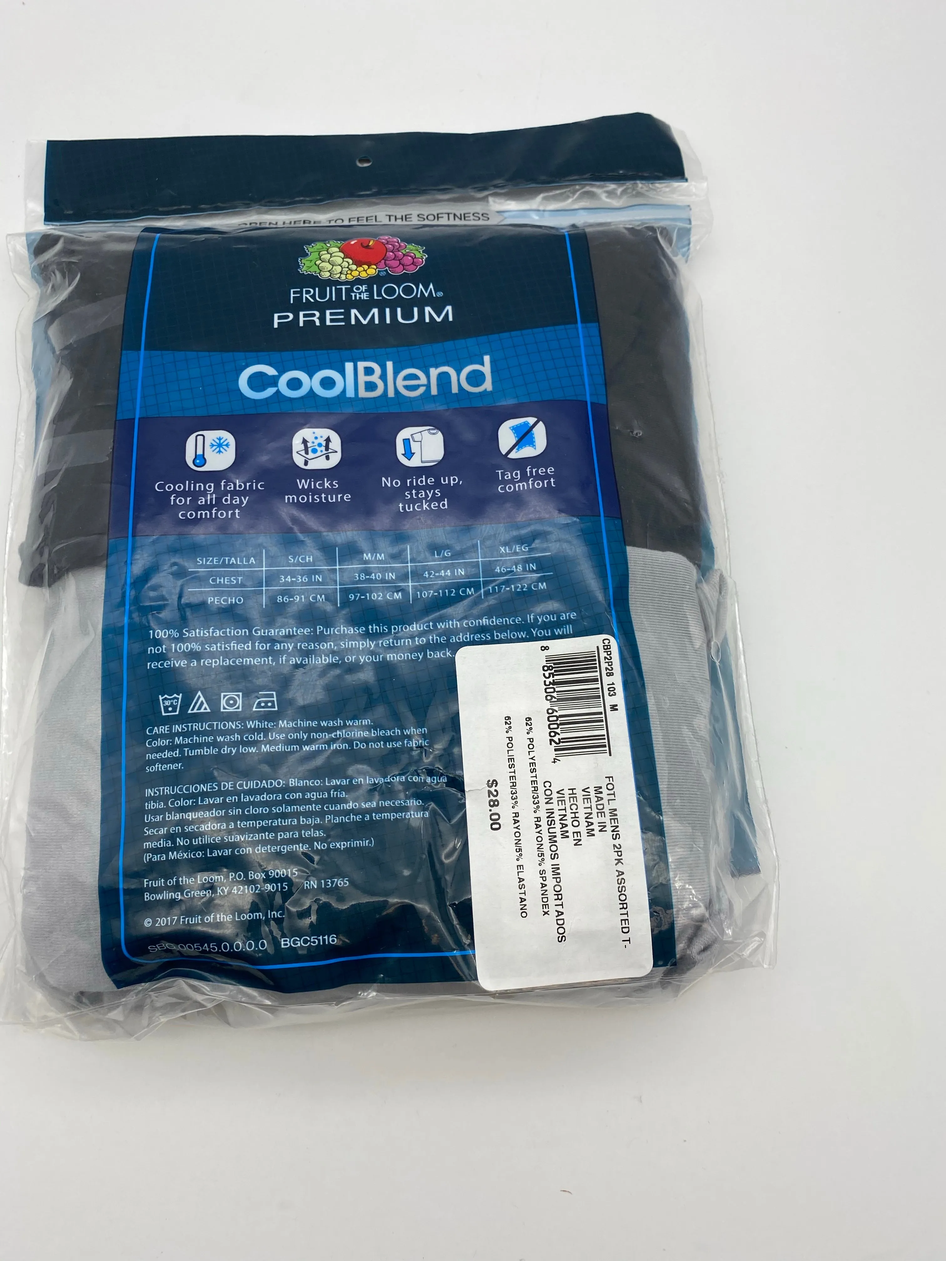 Fruit of the Loom Mens 2-Pack Premium Cool Blend Crew, Medium