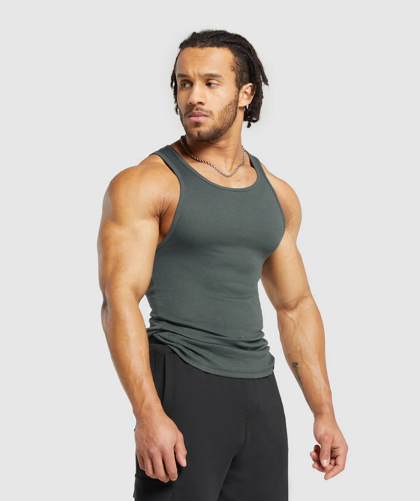 Gymshark Ribbed Tank 3 Pack - Ecru White/Mocha Mauve/Slate Teal