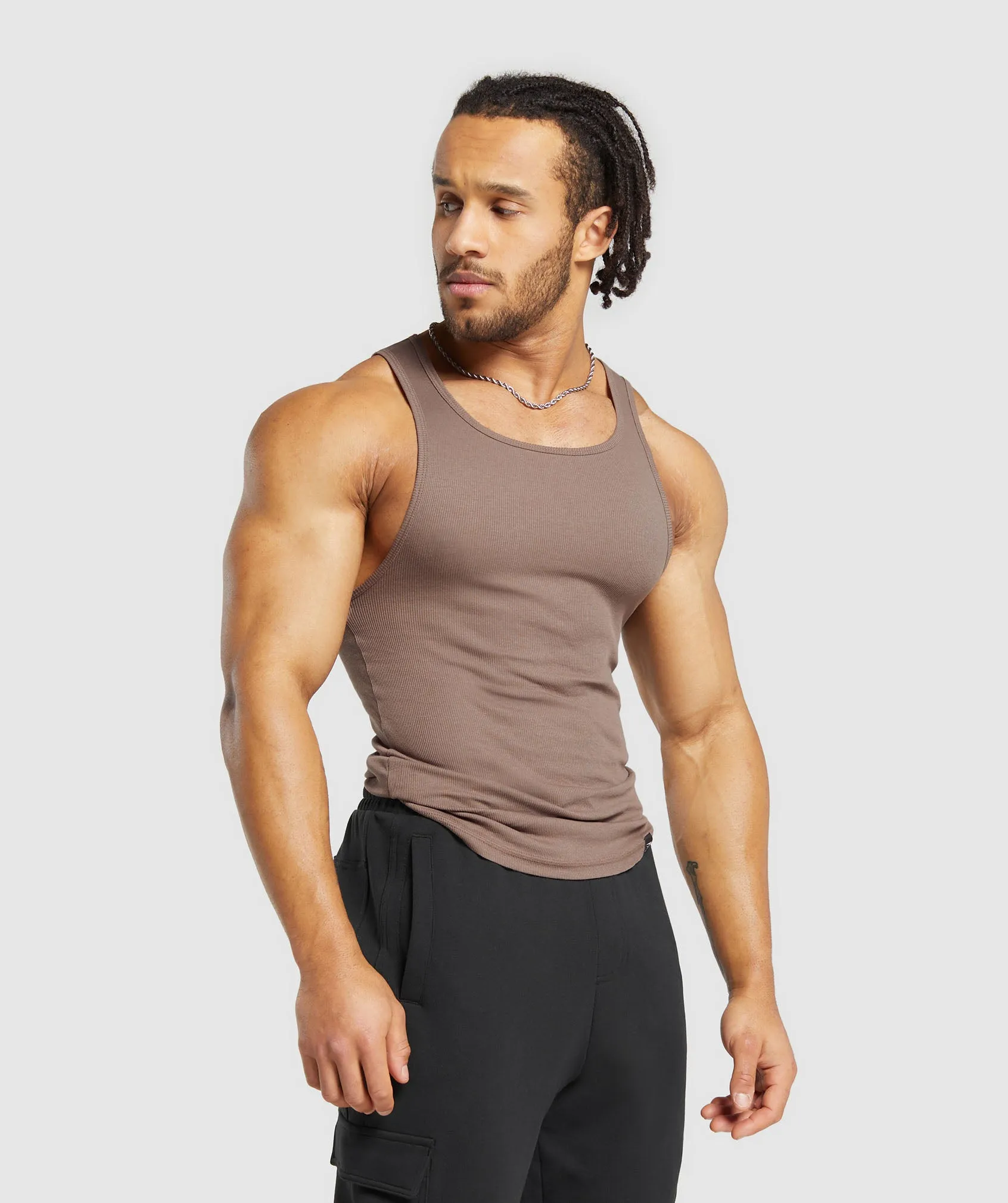 Gymshark Ribbed Tank 3 Pack - Ecru White/Mocha Mauve/Slate Teal