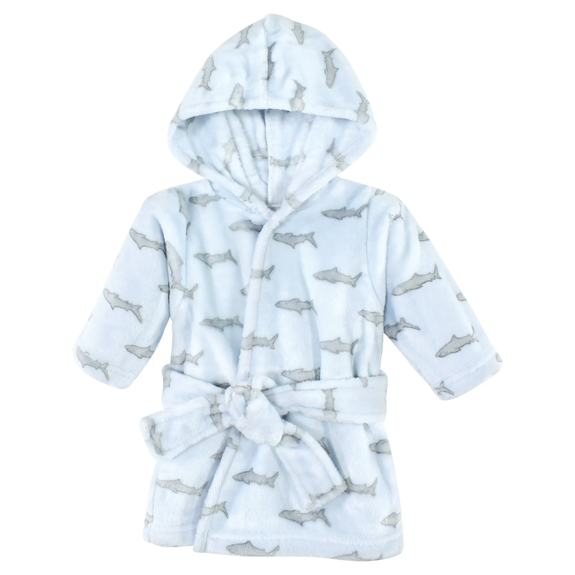 Hudson Baby Plush Animal Face Bathrobe, Blue Shark