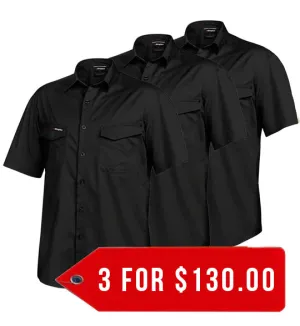 King Gee Tradies Lightweight Cotton Drill Short Sleeve Work Shirt (K14355-1)-3 Pack