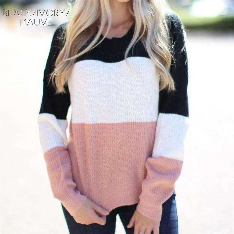 Knit Colorblock Sweater | S-3XL