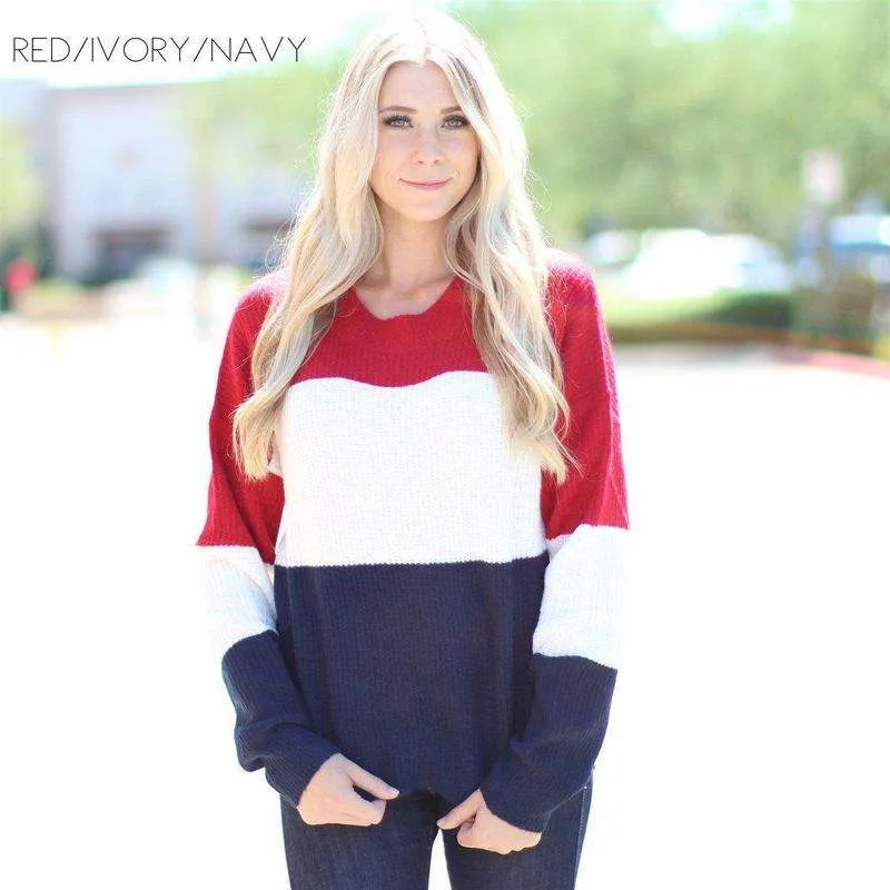 Knit Colorblock Sweater | S-3XL