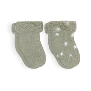 Kushies 2 Pack Terry Newborn Sock Set - Sage Star