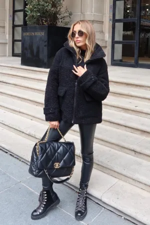 Kylie black teddy jacket