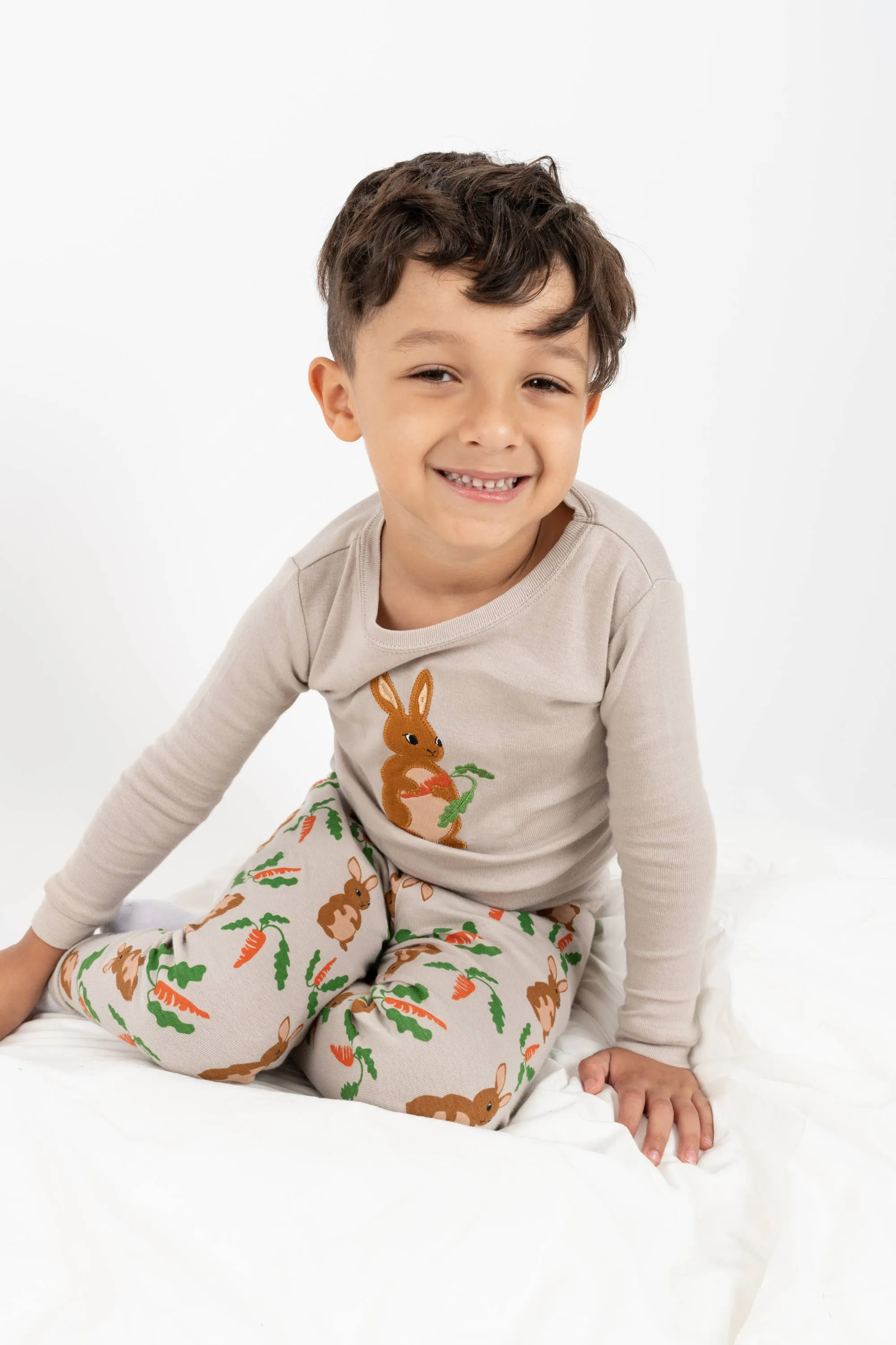 Leveret Pajamas - Kids Two Piece Cotton Pajamas Bunnies: BUNNY RABBIT