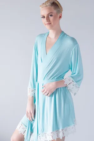 Light Blue Modal Lace Robe